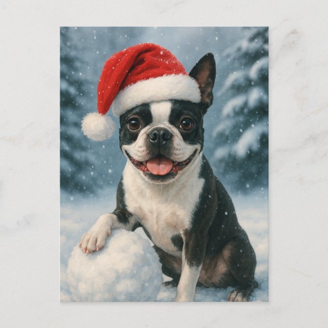 Boston Terrier Helgdag Card Vykort (Framsida)