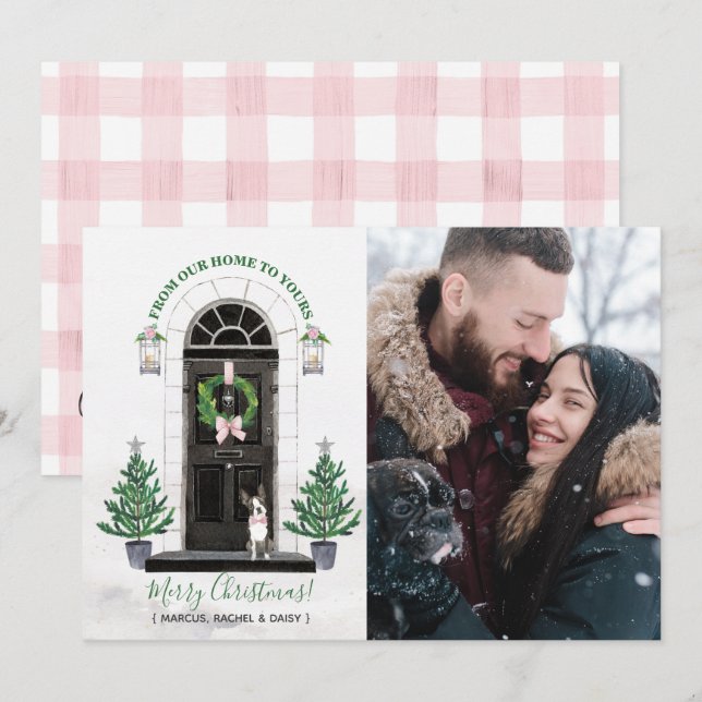 Boston Terrier-Helgdag julfotkort för Hund Inbjudningar (Fram/baksida)