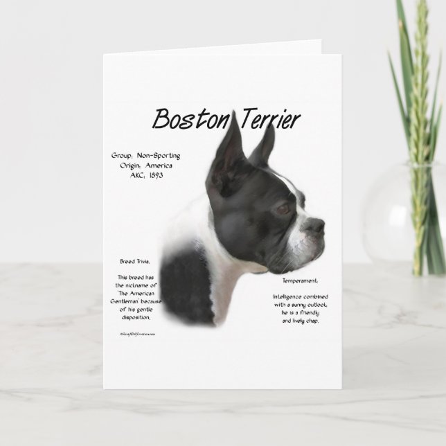 Boston Terrier-historikdesign Helgkort (Framsida)