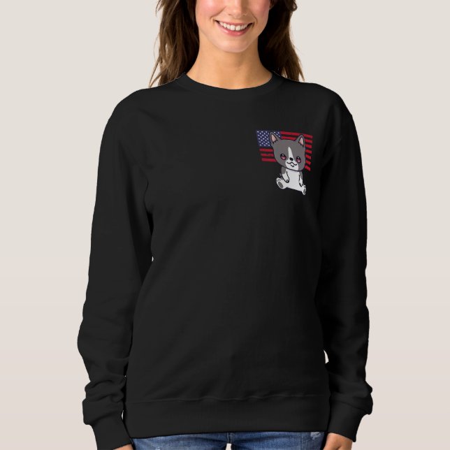 Boston Terrier Hund 4 juli Patriotic Usa Ameri T Shirt (Framsida)