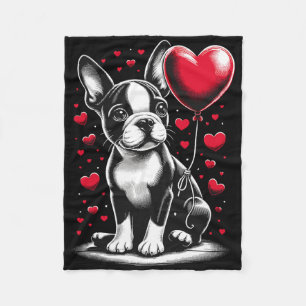 Boston Terrier Hund Alla hjärtans dag Hundägare Va Fleecefilt