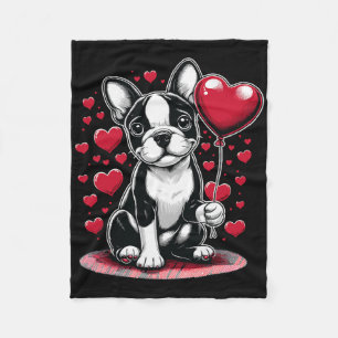 Boston Terrier Hund Alla hjärtans dag Hundägare Va Fleecefilt