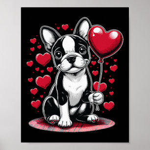 Boston Terrier Hund Alla Hjärtans Dag Hundägare Va Poster