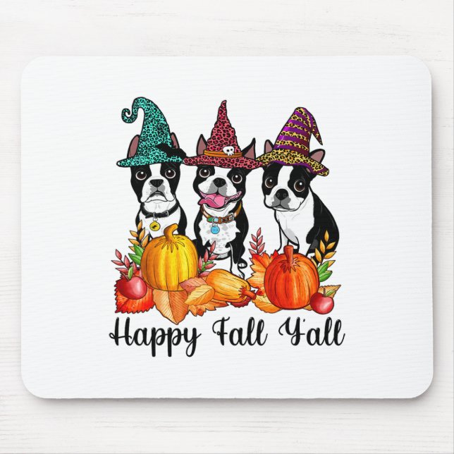 Boston Terrier Hund älskare Fall Ya'll Halloween C Musmatta (Framsidan)