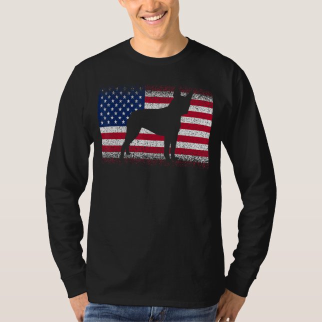 Boston Terrier Hund & American Flagga Patriotic ju T Shirt (Framsida)