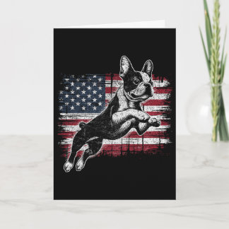 Boston Terrier Hund Amerikansk Flagga 4:e Juli Pat Kort