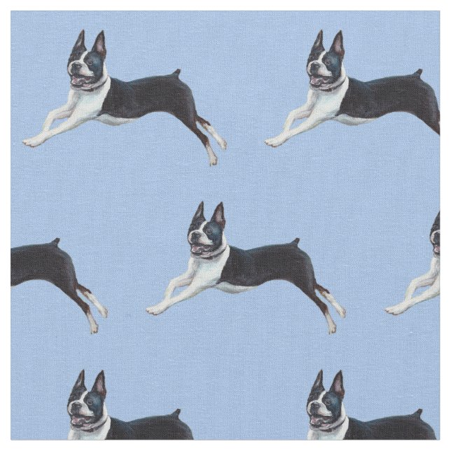 Boston Terrier Hund Art Fabric Tyg (Närbild)