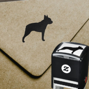 Boston Terrier Hund aveln Silhouette Självfärgande Stämpel