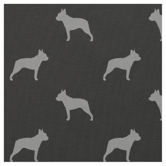 Boston Terrier Hund aveln Silhouettes Mönster Tyg (Närbild)