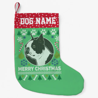 Boston Terrier Hund aveln Ugly jul Sweater Liten Julstrumpa