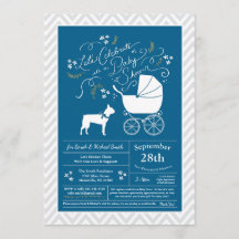 Boston Terrier Hund Baby Shower Blue Boy