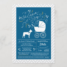 Boston Terrier Hund Baby Shower Blue Boy Inbjudningar