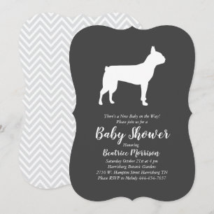 Boston Terrier Hund Baby Shower Inbjudningar