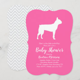 Boston Terrier Hund Baby Shower Rosa Girl Inbjudningar