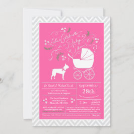 Boston Terrier Hund Baby Shower Rosa Girl Inbjudningar