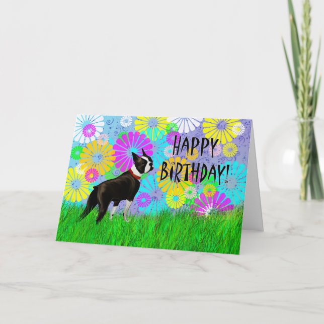 Boston Terrier Hund Birthday Kort (Framsida)