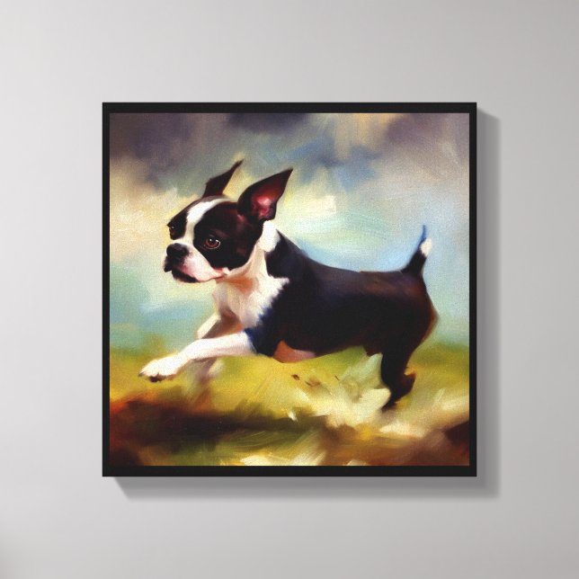 Boston Terrier Hund  Canvastryck (Framsida)