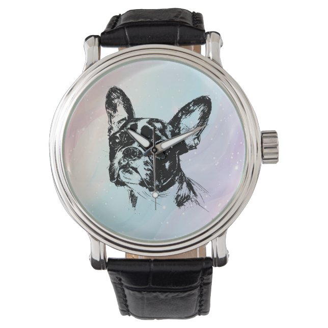 Boston Terrier Hund Chic Art Design Armbandsur (Framsida)