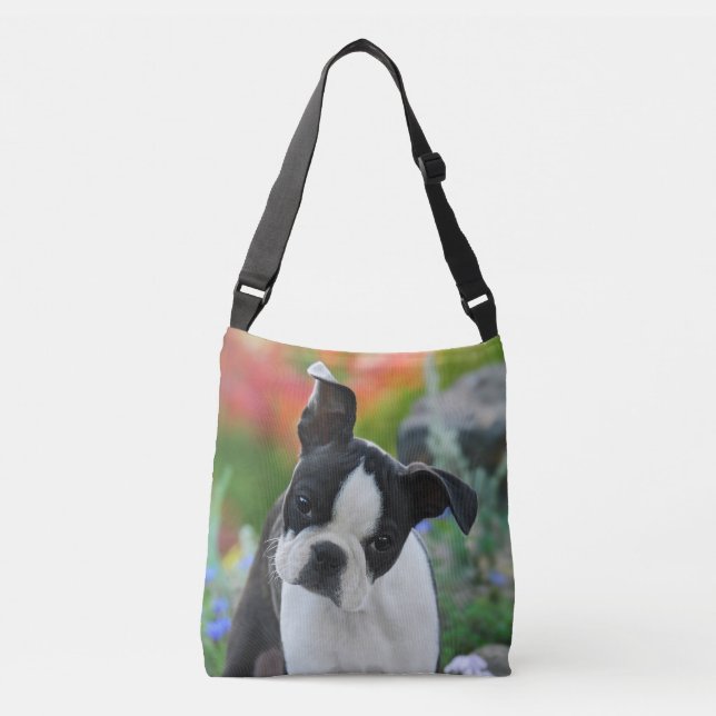 Boston Terrier Hund Cute Puppy Photo på Crossbody Axelväska (Framsida)