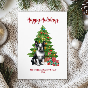 Boston Terrier Hund Family jul Julkort