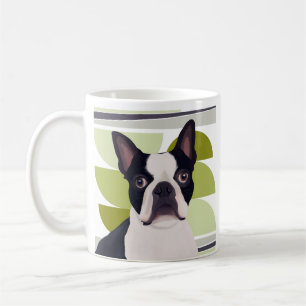 Boston Terrier Hund - Grönt Geometric Kaffemugg