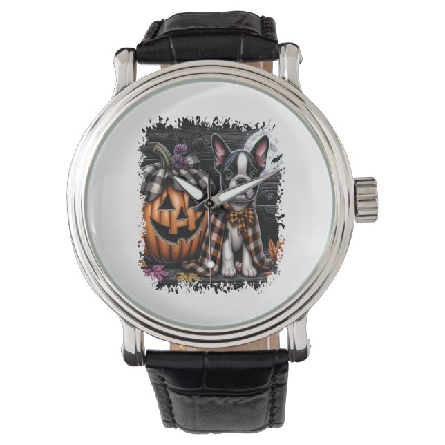 Boston Terrier Hund Halloween Armbandsur (Framsida)