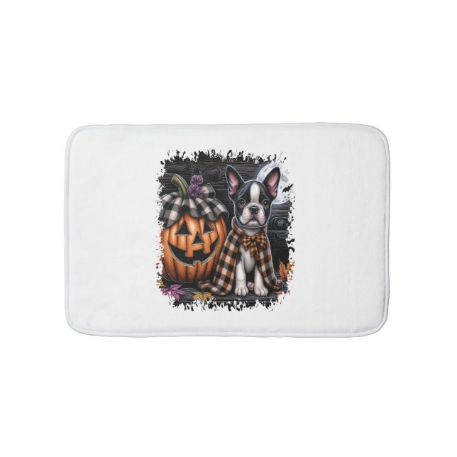 Boston Terrier Hund Halloween Badrumsmatta (Framsidan)