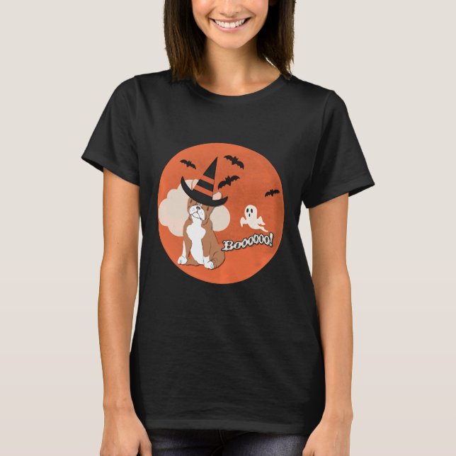 Boston Terrier Hund Halloween Hund Halloween Pet H T Shirt (Framsida)