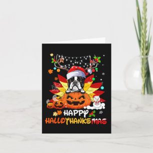 Boston Terrier Hund Halloween och God jul Kort