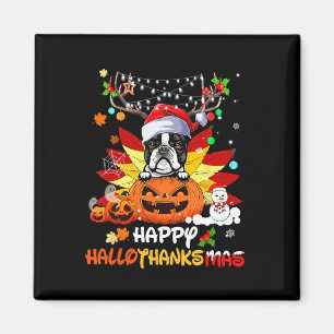 Boston Terrier Hund Halloween och God jul Magnet