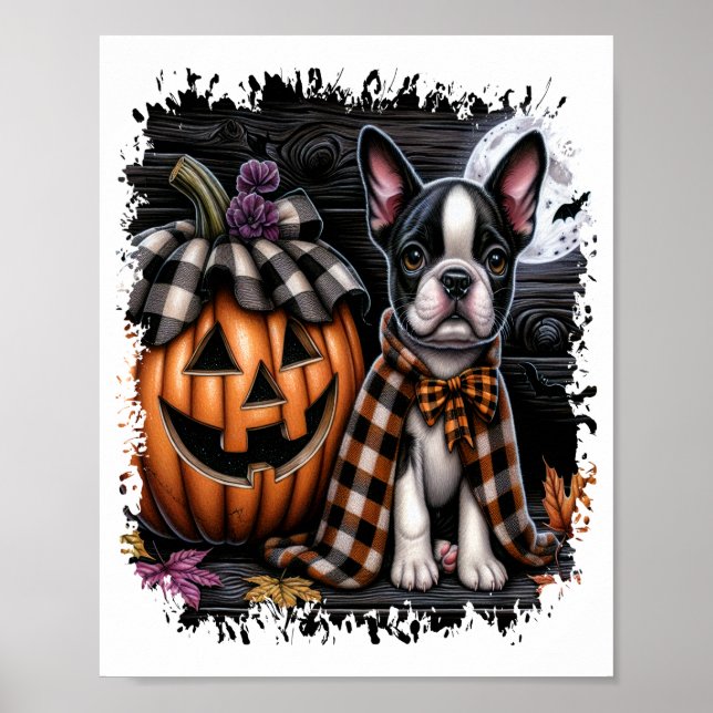 Boston Terrier Hund Halloween Poster (Framsidan)
