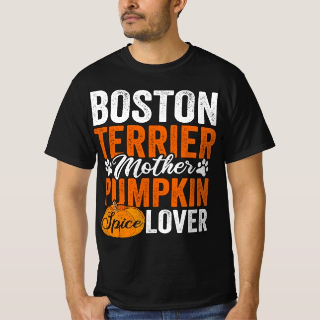 Boston Terrier Hund Halloween Pumpkin Apparel T Shirt (Framsida)