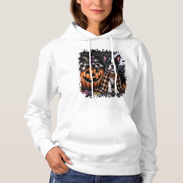 Boston Terrier Hund Halloween T Shirt (Framsida)