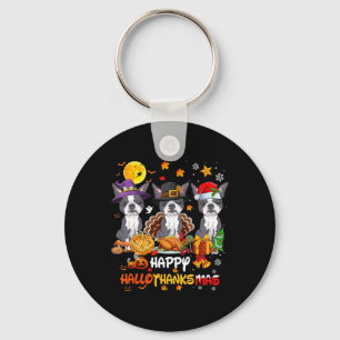 Boston Terrier Hund Happy halloween Thanksgiving C Nyckelring