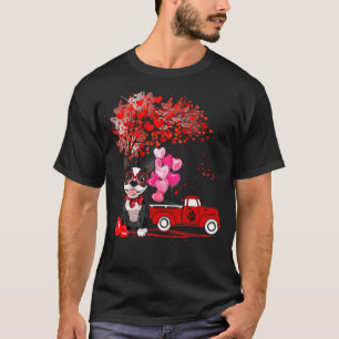 Boston Terrier Hund Heart Träd Valentine Day T Shirt
