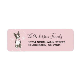 Boston Terrier Hund Helgdag jul Adress Returadress Etikett