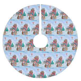 Boston Terrier Hund I snö Hund House Julgransmatta Borstad Polyester