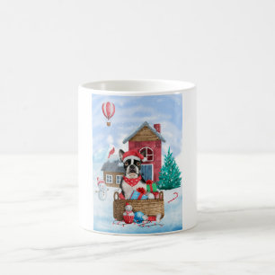 Boston Terrier Hund I snö Hund House Kaffemugg