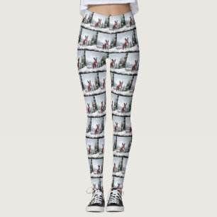 Boston Terrier Hund i Snö jul Leggings