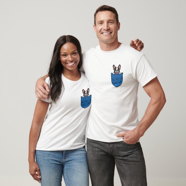 Boston Terrier Hund in Pocket T-Shirt (Unisex)
