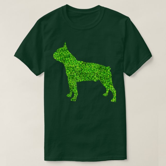 Boston Terrier Hund Irländsk Shamrock Leaf St Patr T Shirt (Design framsida)