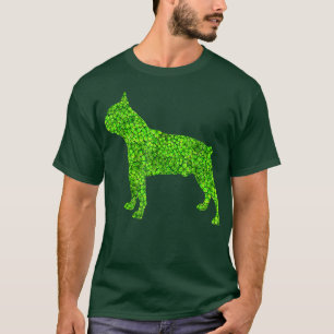Boston Terrier Hund Irländsk Shamrock Leaf St Patr T Shirt