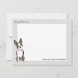 Boston Terrier Hund Jul Christmas Pappersvar Anteckningskort