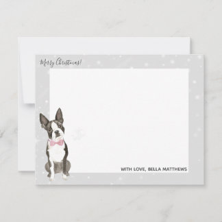 Boston Terrier Hund Jul Christmas Pappersvar Anteckningskort