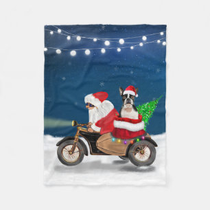 Boston Terrier Hund jul Jultomten Fleecefilt