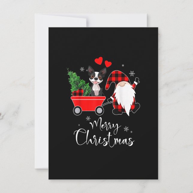 Boston Terrier Hund jul med Santa Hat Pajama Inbjudningar (Framsida)