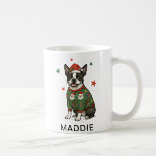 Boston Terrier Hund Jul Tröja Kaffemugg