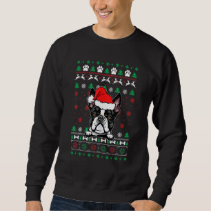 Boston Terrier Hund jul, Ugly jul Sweat Lång Ärmad Tröja