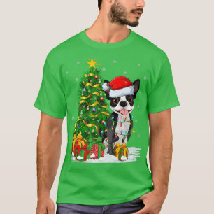 Boston Terrier Hund Julafton Träd Santa Boston Ter T Shirt