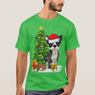 Boston Terrier Hund Julafton Träd Santa Boston Ter T Shirt